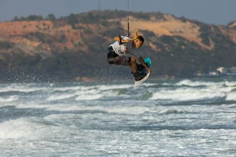 Kiteboarding freestyle Stock Photos