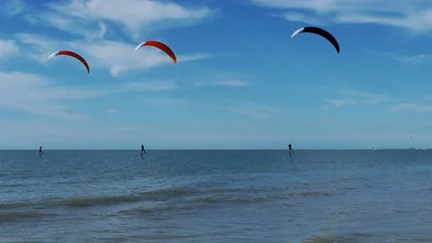 Kiteboarding on the Gulf of Mexico. Video stock 168947379
