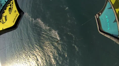 Kiteboarding Jump From Above Stock Footage 29950996