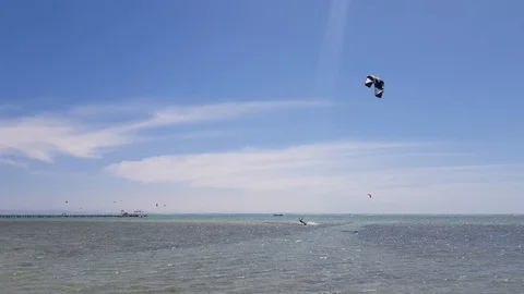 Kiteboarding at sea Stock Footage 110277576