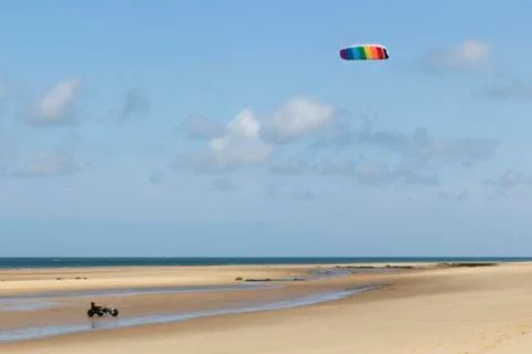 Kitebuggy on the beach Stock Photos