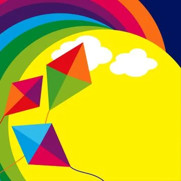 Kites and Rainbow Illustrazione stock