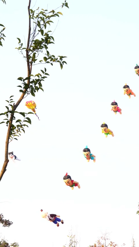 Kites flying in the sky Stock Footage 255340868