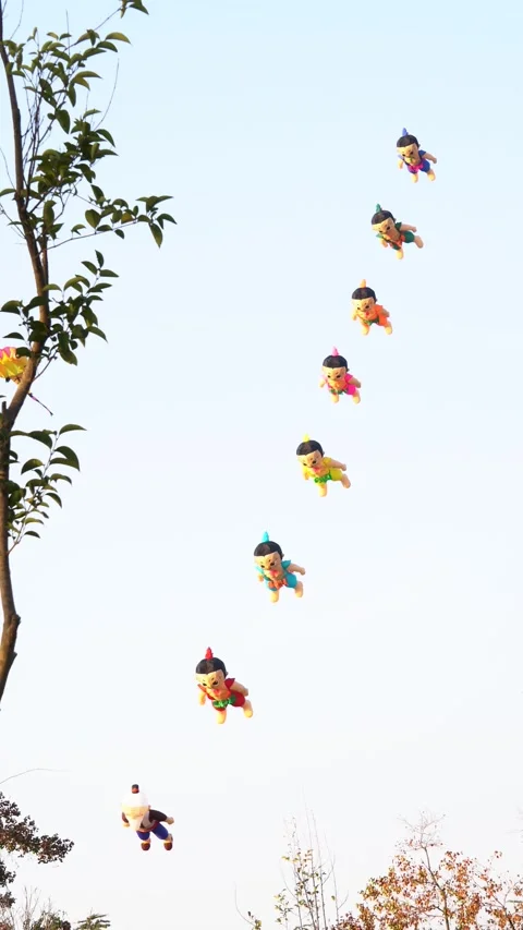 Kites flying in the sky Stock Footage 255341276