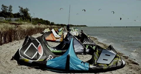 Kites Lying On The Beach 4k Stock-Footage 51095790