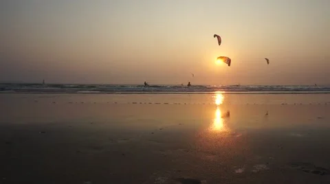 Kites at sunset Stock Footage 59136135