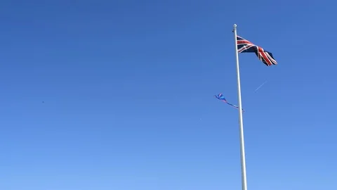 Kites with Union Jack Stock Footage 89622512