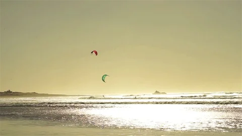 Kitesurf on the Atlantic ocean Video stock 100566424