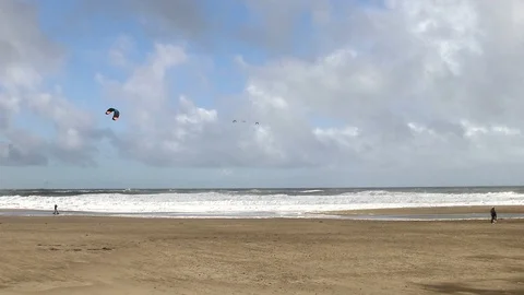 Kitesurf on ocean beach Stock Footage 102706438