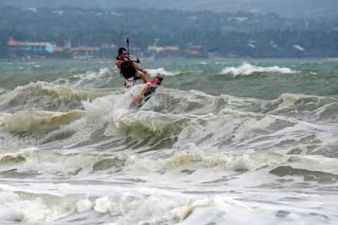 Kitesurfer in action Stock Photos