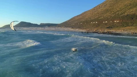 Kitesurfer Fighting Waves Stock Footage 99139843