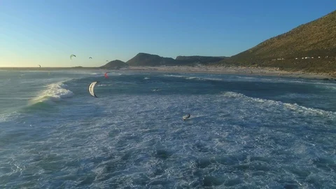Kitesurfer Fighting Waves Stock Footage 99139849
