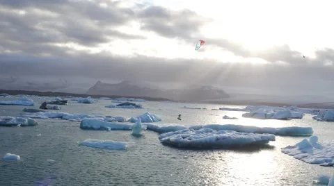 KITESURFER JUMPING ICEBERG Stock-Footage 67612248