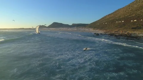 Kitesurfer Jumps Through The Waves Stock Footage 99139846