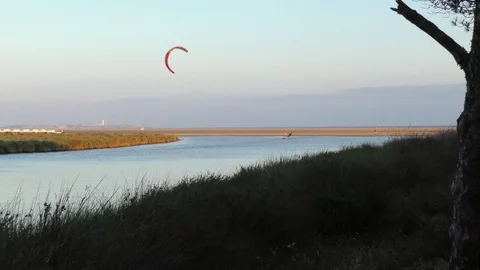 Kitesurfer On River Stock Footage 107609639