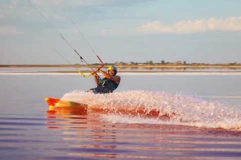 Kitesurfer smiles into the camera. Foto stock