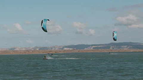 Kitesurfers in action Stock Footage 36724806