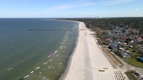 Kitesurfers on the Beach Stock Footage 151597714
