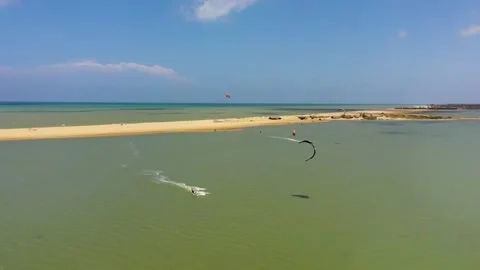 Kitesurfers in the lagoon. Stock Footage 272586827