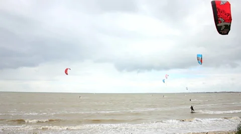 KiteSurfing on Atlantic Stock-Footage 57735900