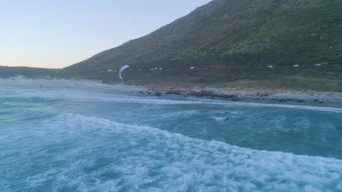 Kitesurfing On The Coast Stock Footage 99139874
