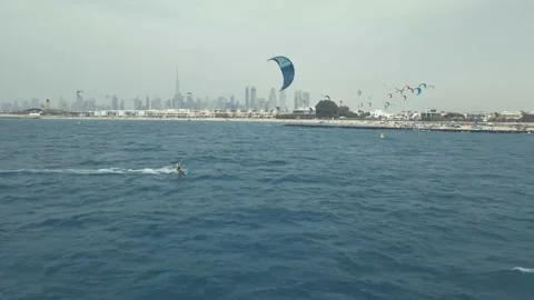 Kitesurfing in Dubai Stock Footage 156960623