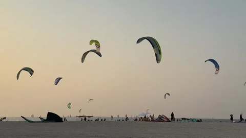 Kitesurfing in Dubai Stock Footage 255898231