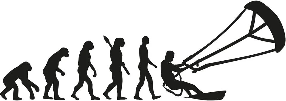 Kitesurfing evolution Stock Illustration