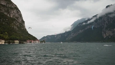 Kitesurfing On Lake Como Video stock 77620891