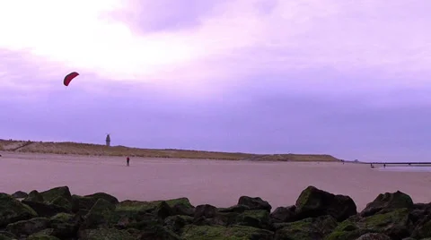 Kitesurfing lessons on the beach. Stock Footage 34279237