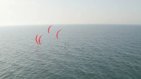 Kitesurfing in the ocean. Stock Footage 91284057