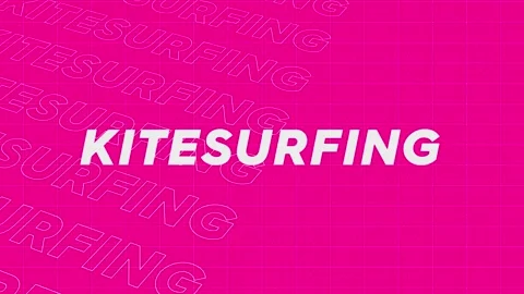 Kitesurfing pink creative promotion program broadcast sport design. Promo t.. Stock Footage 259632435