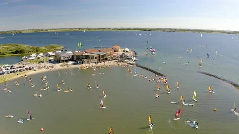 Kitesurfing, practice, falling, summer, Orange, Teal Stock Footage 145724496