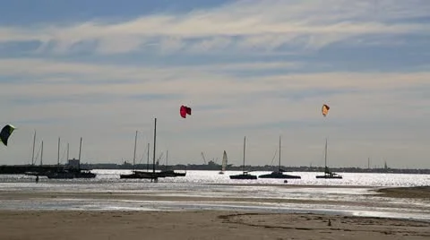 Kitesurfing practice Stock Footage 12533914