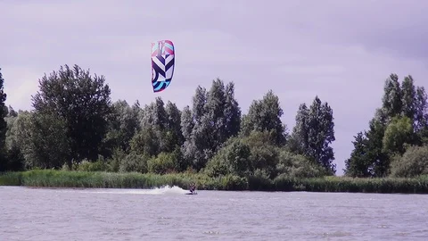 Kitesurfing for recreation Video stock 118572797