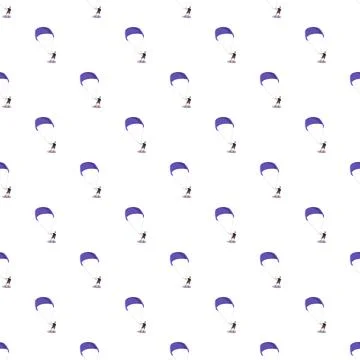 Kitesurfing repeating pattern with purple kite and surfer Stock Illustration