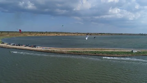 Kitesurfing In The Sea Stock Footage 100198101