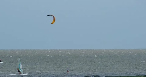 Kitesurfing in the sea Stock Footage 133720716