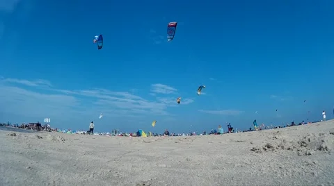 Kitesurfing in St. Peter-Ording - Editorial only Stock Footage 54091999