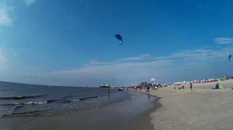 Kitesurfing in St. Peter-Ording - Editorial only Stock Footage 54093201