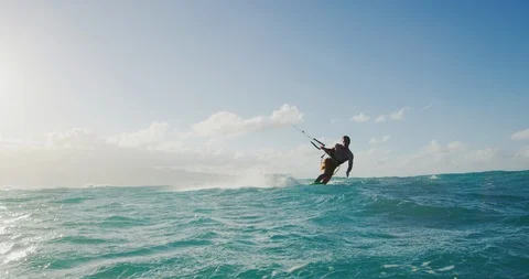 Kitesurfing at Sunset Stock Footage 86967275