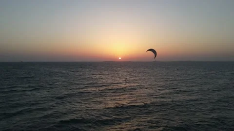 Kitesurfing at sunset Stock Footage 157734986