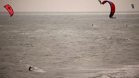 Kitesurfing in the sunset light Stock Footage 116860270