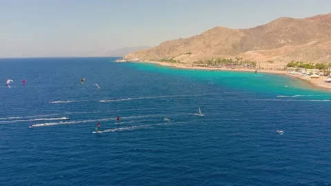 Kitesurfing  Windsurfing Stock Footage 153758617