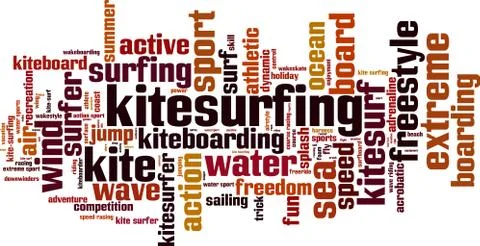 Kitesurfing word cloud 스톡 일러스트