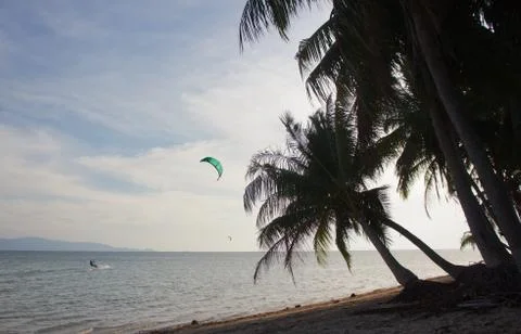 Kiting at windy day Stock Photos