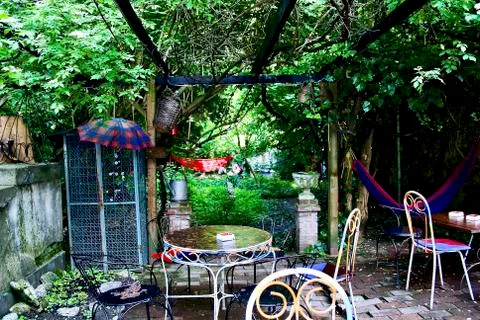 Kitsch garden in Timisoara 스톡 사진