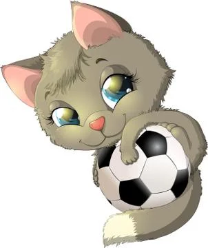 Kitten and ball Stock Illustration