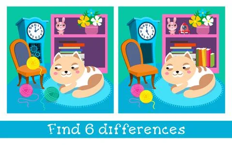 Kitten and balls of thread in room. Characters in cartoon style with background 스톡 일러스트