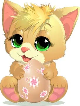 Kitten and egg Stock Illustration